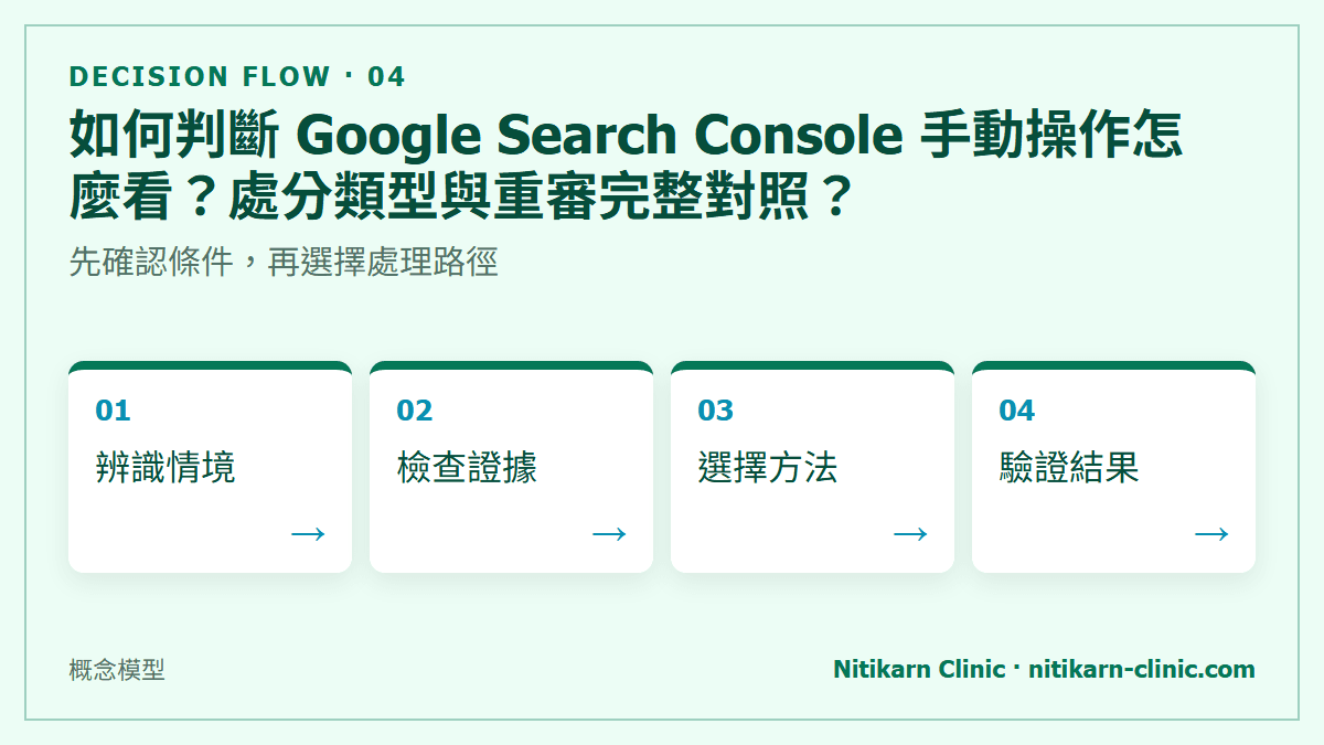 如何判斷 Google Search Console 手動操作怎麼看？處分類型與重審完整對照？：先確認條件，再選擇處理路徑
