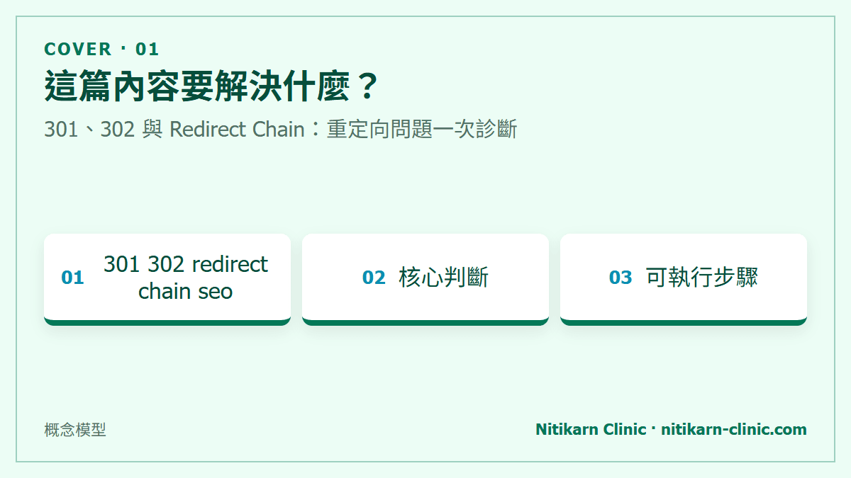 這篇內容要解決什麼？：301、302 與 Redirect Chain：重定向問題一次診斷