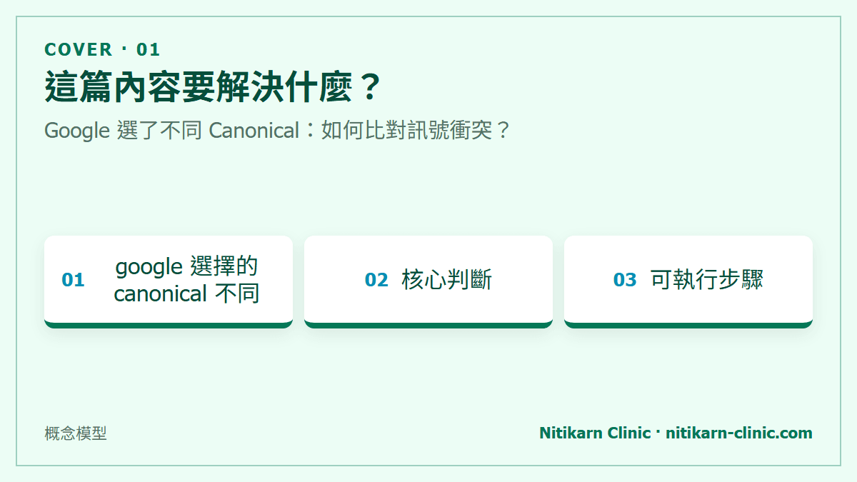 這篇內容要解決什麼？：Google 選了不同 Canonical：如何比對訊號衝突？