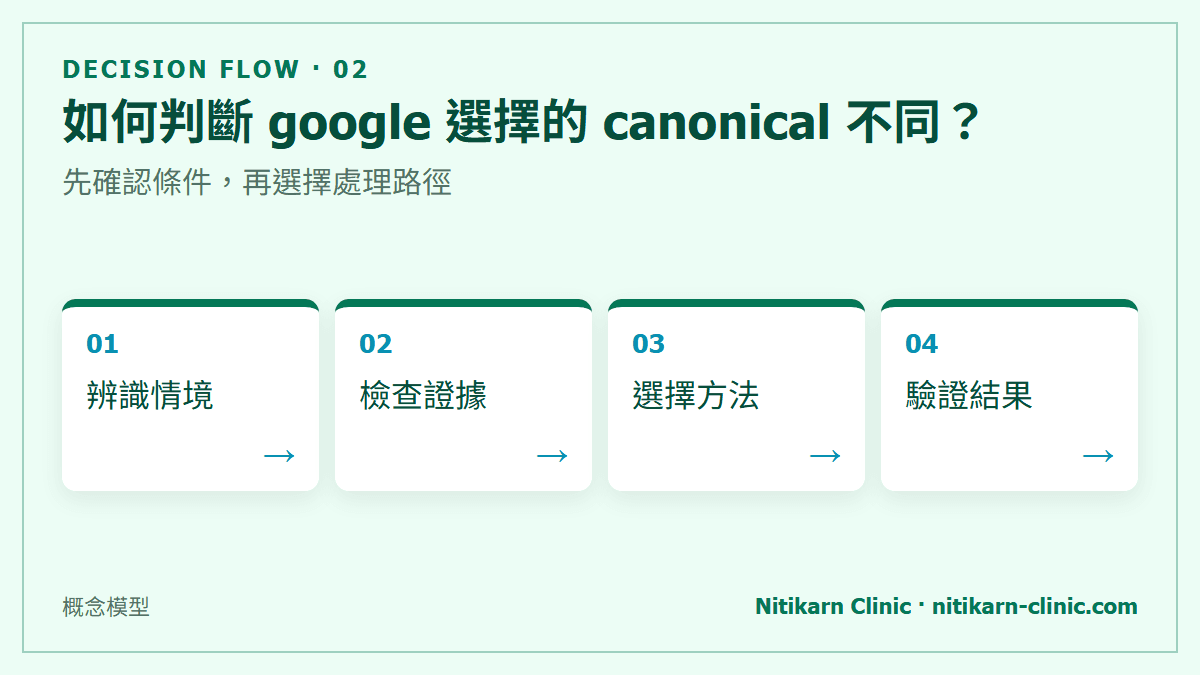 如何判斷 google 選擇的 canonical 不同？：先確認條件，再選擇處理路徑