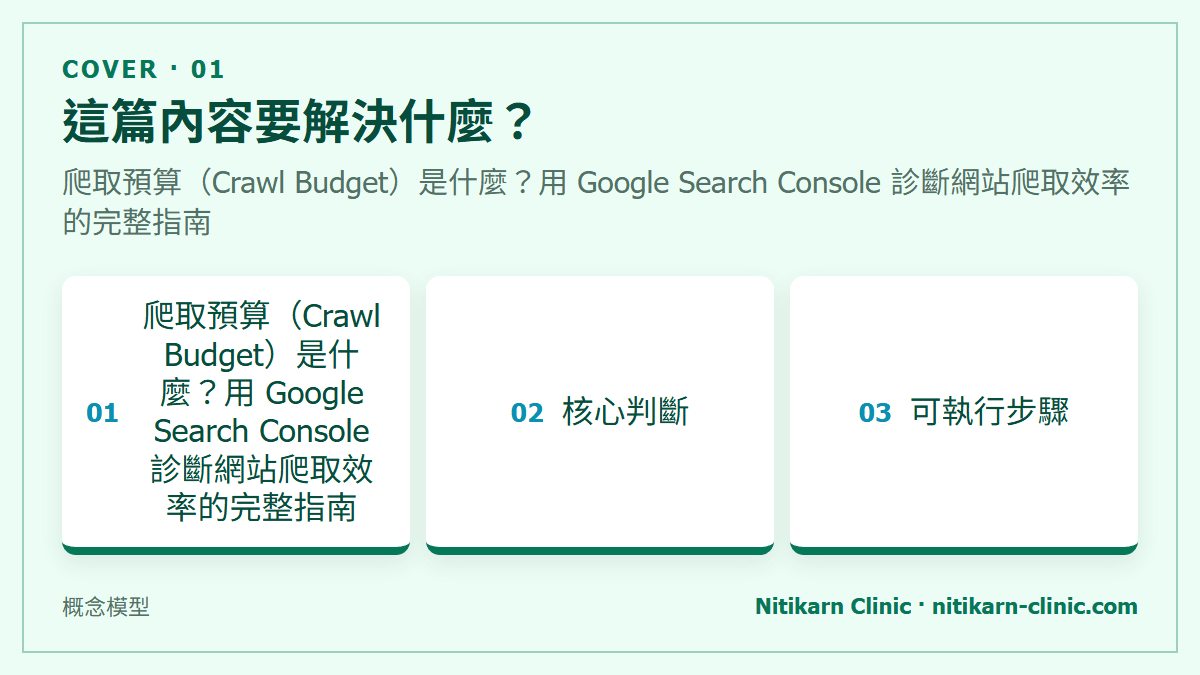 這篇內容要解決什麼？：爬取預算（Crawl Budget）是什麼？用 Google Search Console 診斷網站爬取效率的完整指南